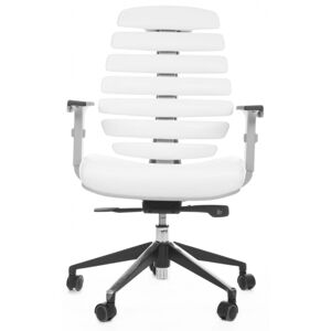 MERCURY Kancelářská židle FISH BONES, šedý plast, bílá koženka 480091