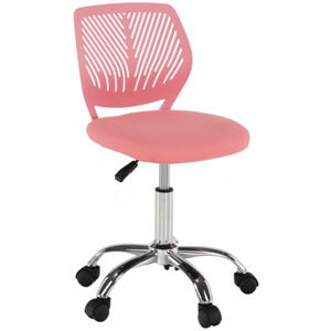 TEMPO KONDELA Studentská otočná židle, růžová/chrom, SELVA
