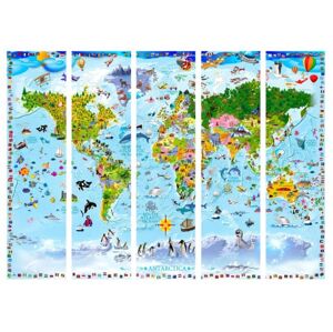 Murando DeLuxe Paraván mapa světa pro děti 5ti dílný