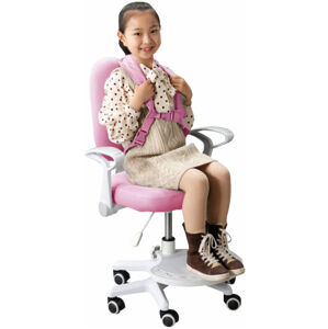 TEMPO KONDELA Rostoucí židle s podnoží a šlemi, růžová/ bílá, ANAIS