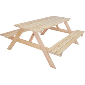 ROJAPLAST Zahradní dřevěný set PIKNIK se sklopnými lavičkami - 180 cm - přírodní